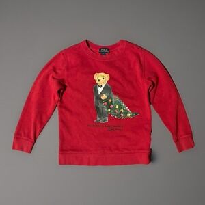 Polo Ralph Lauren Boys‎ Red Pullover Christmas Bear Sweater -7